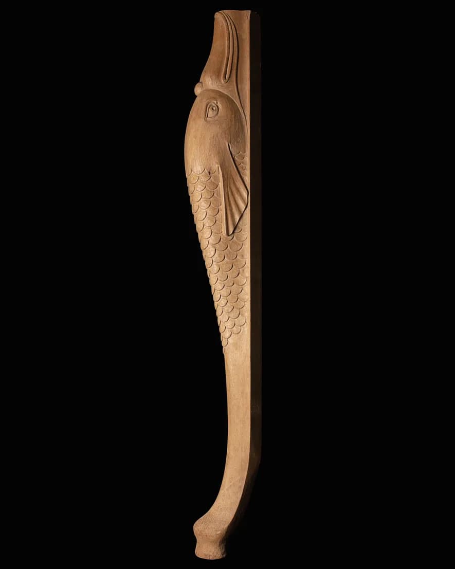 Carved Dolphin Furniture Leg - Front View