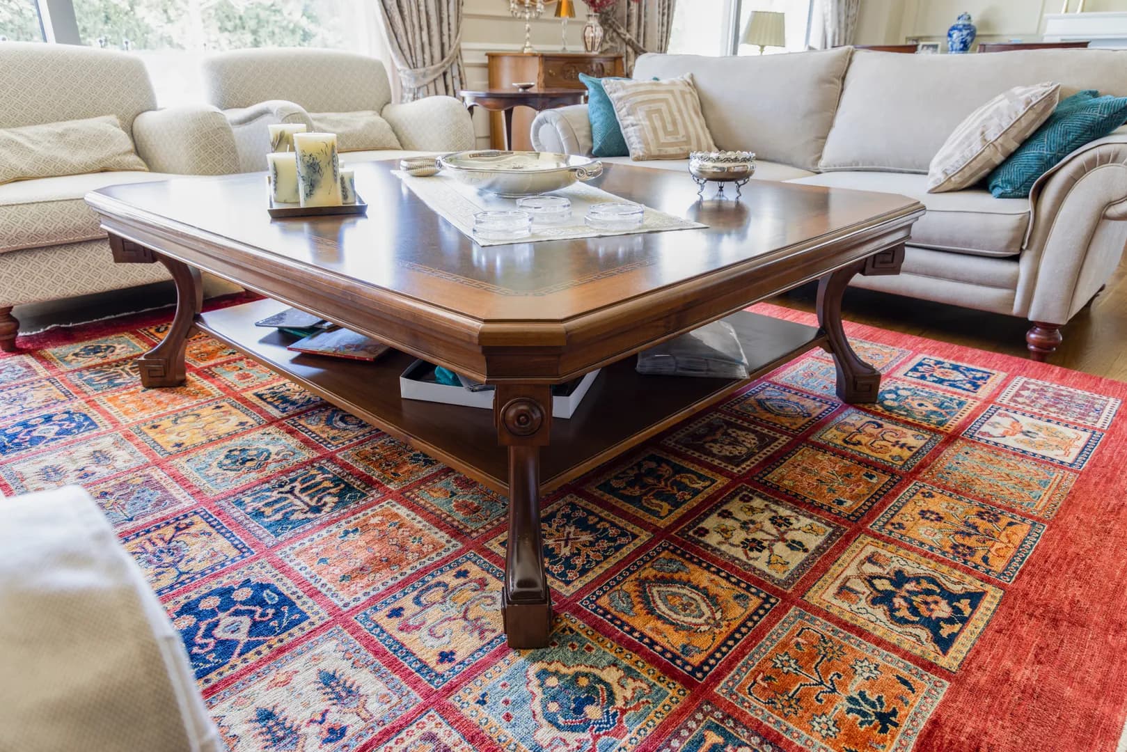Classical Coffee Table with Greek Key Inlay — 2