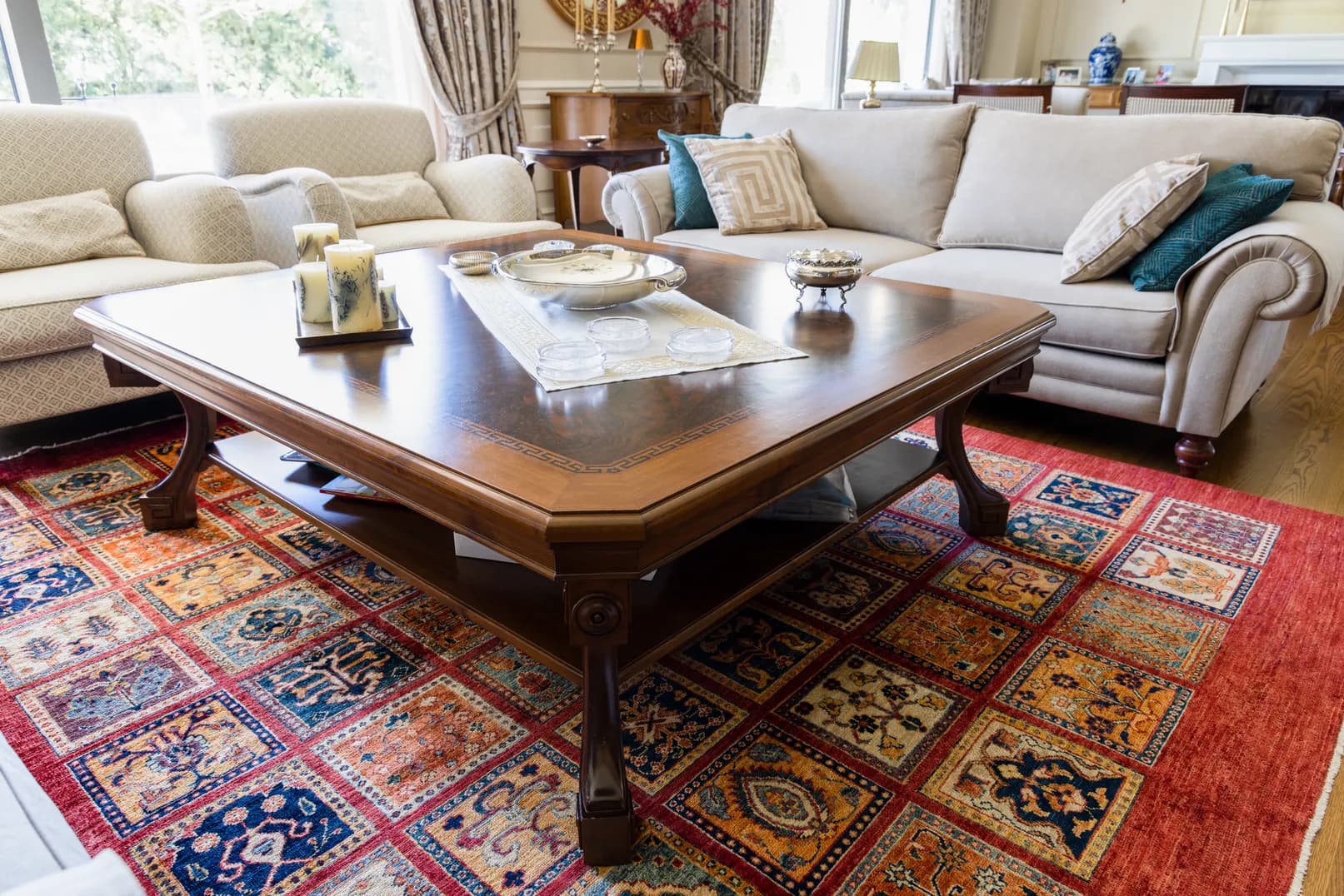 Classical Coffee Table with Greek Key Inlay