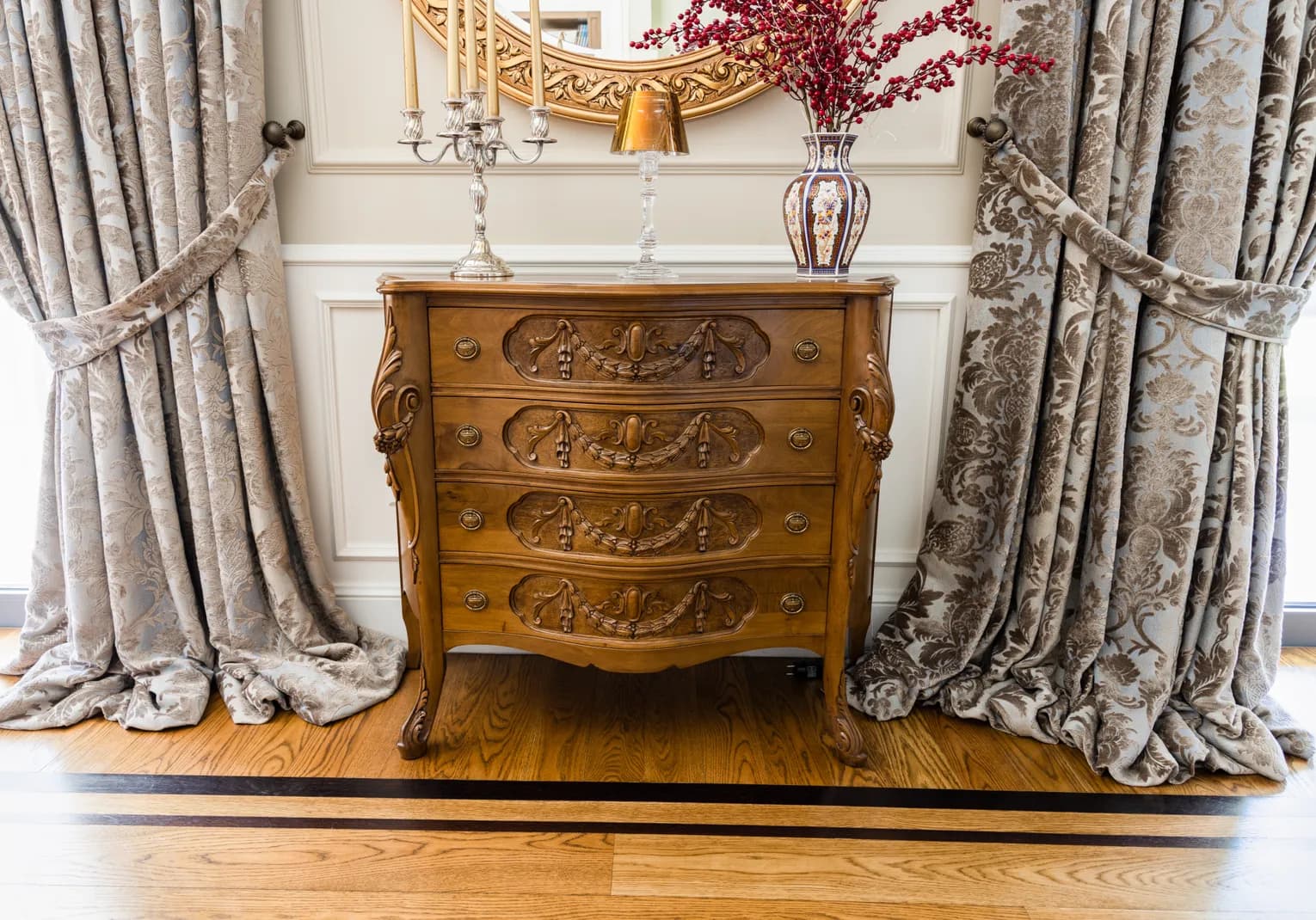 Baroque Carved Chest of Drawers — Full Front View