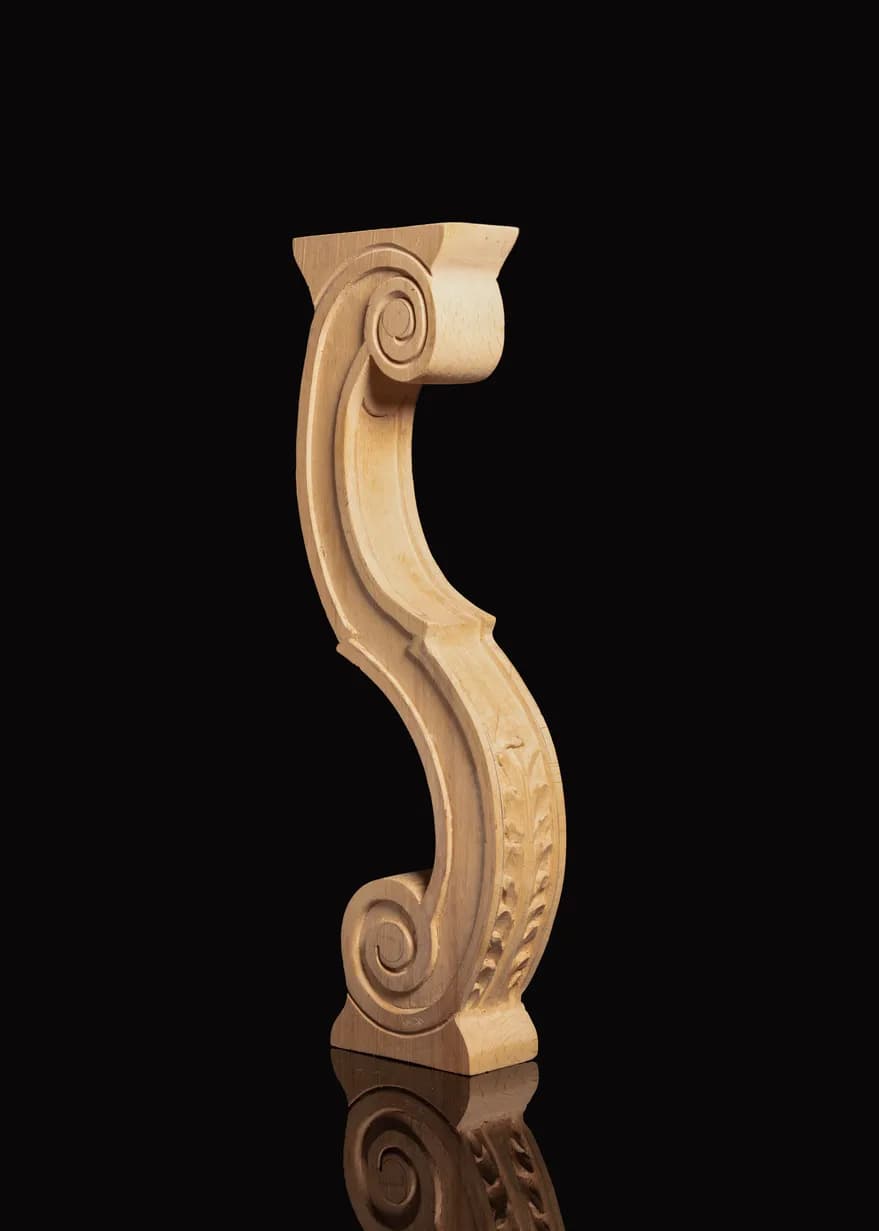 Carved S-Scroll Furniture Bracket with Acanthus Leaf
