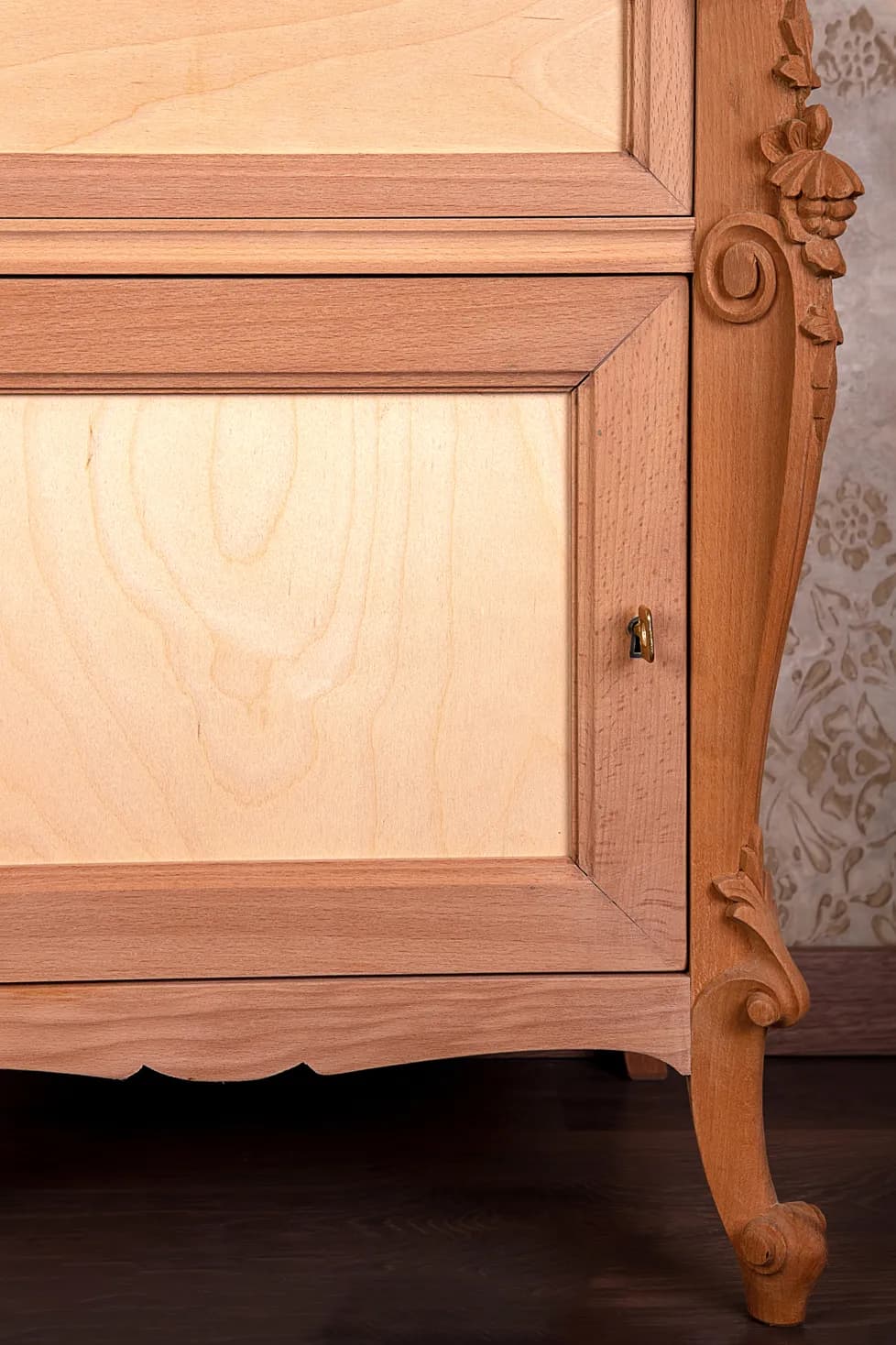 Baroque Bedside Cabinet with Carved Pilasters — 2