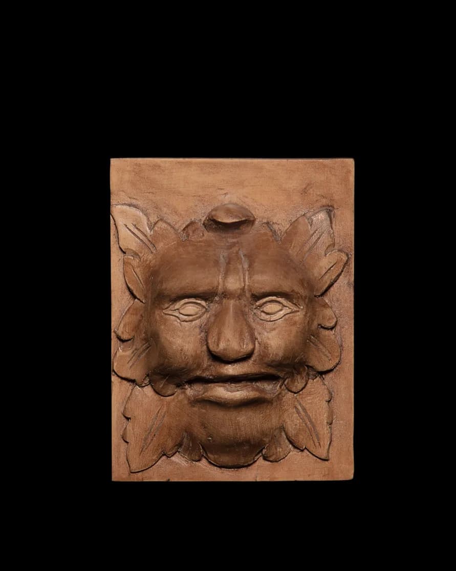 Green Man Foliate Head Carving
