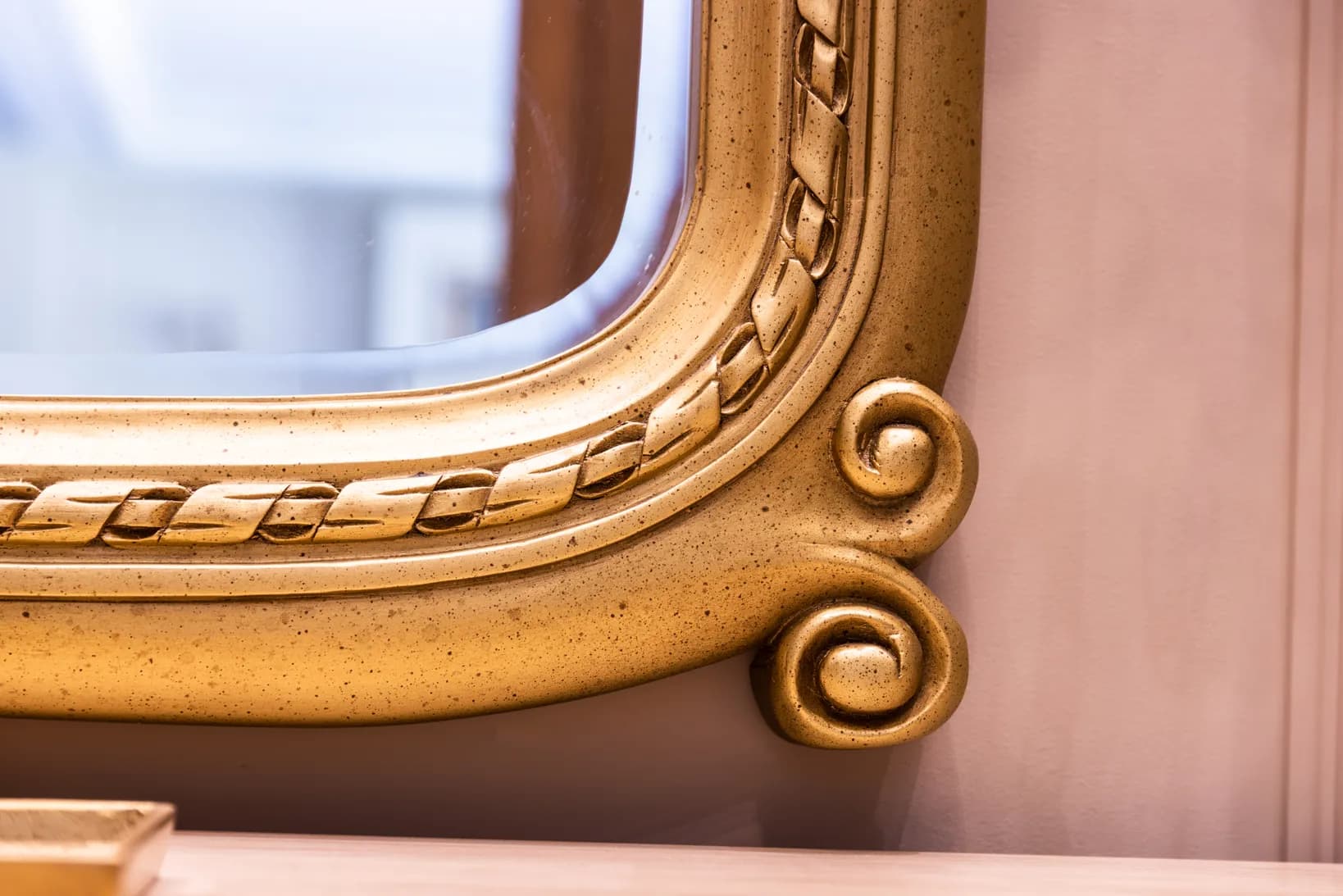 Carved Cream Sideboard with Gilded Crested Mirror — 6
