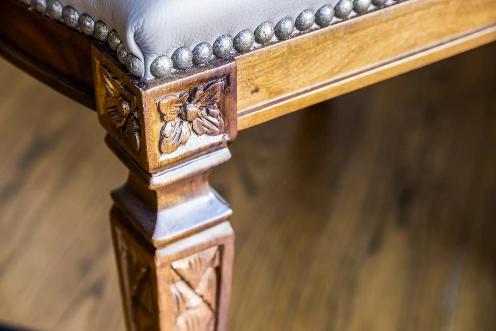 Louis XVI Dining Chair with Tufted Leather Back — 2