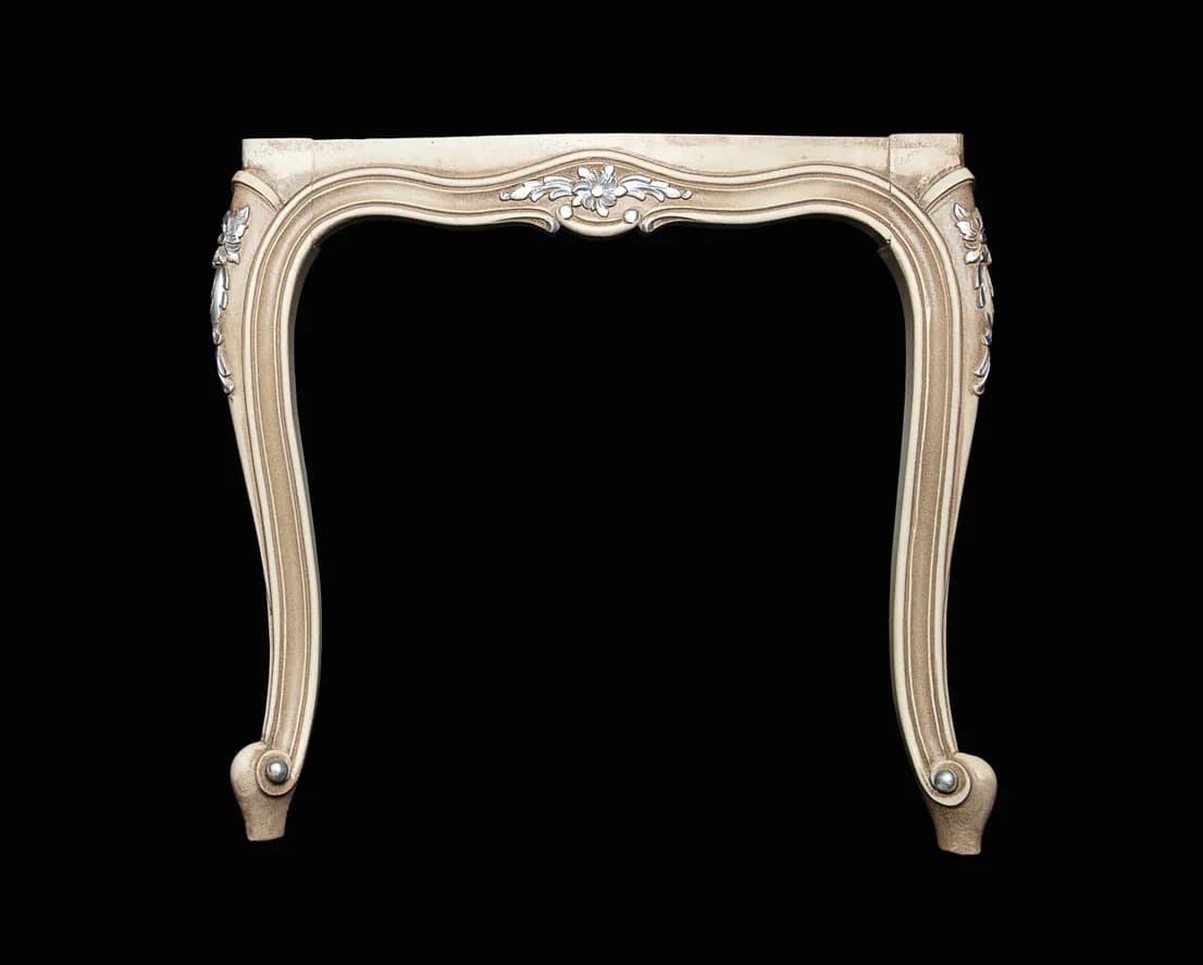 Louis XV Cabriole Table Frame with Silver Leaf Accents