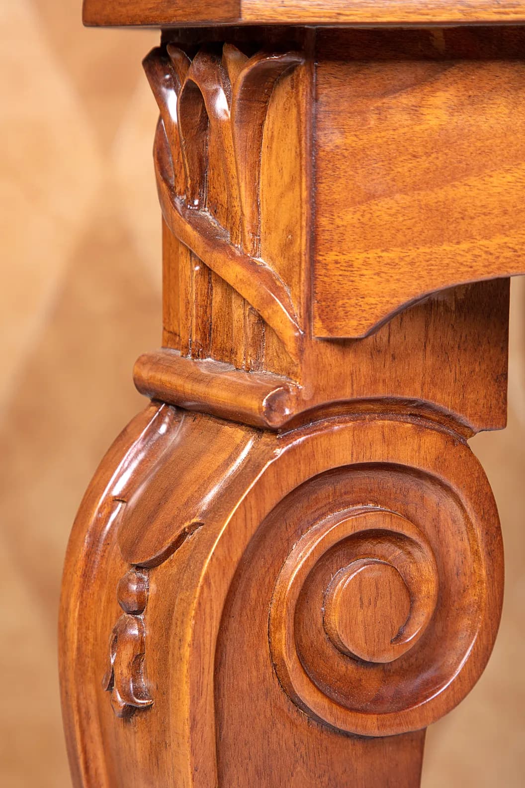 Carved Console Table with Pair of Upholstered Armchairs — 2