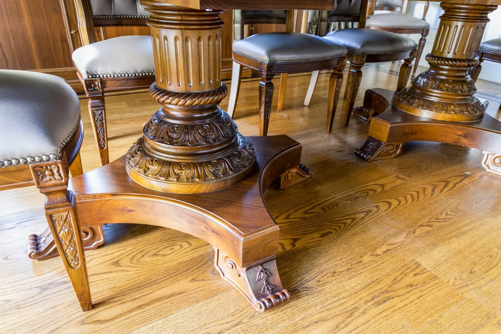 Grand Dining Table with Carved Pedestal Bases — 2