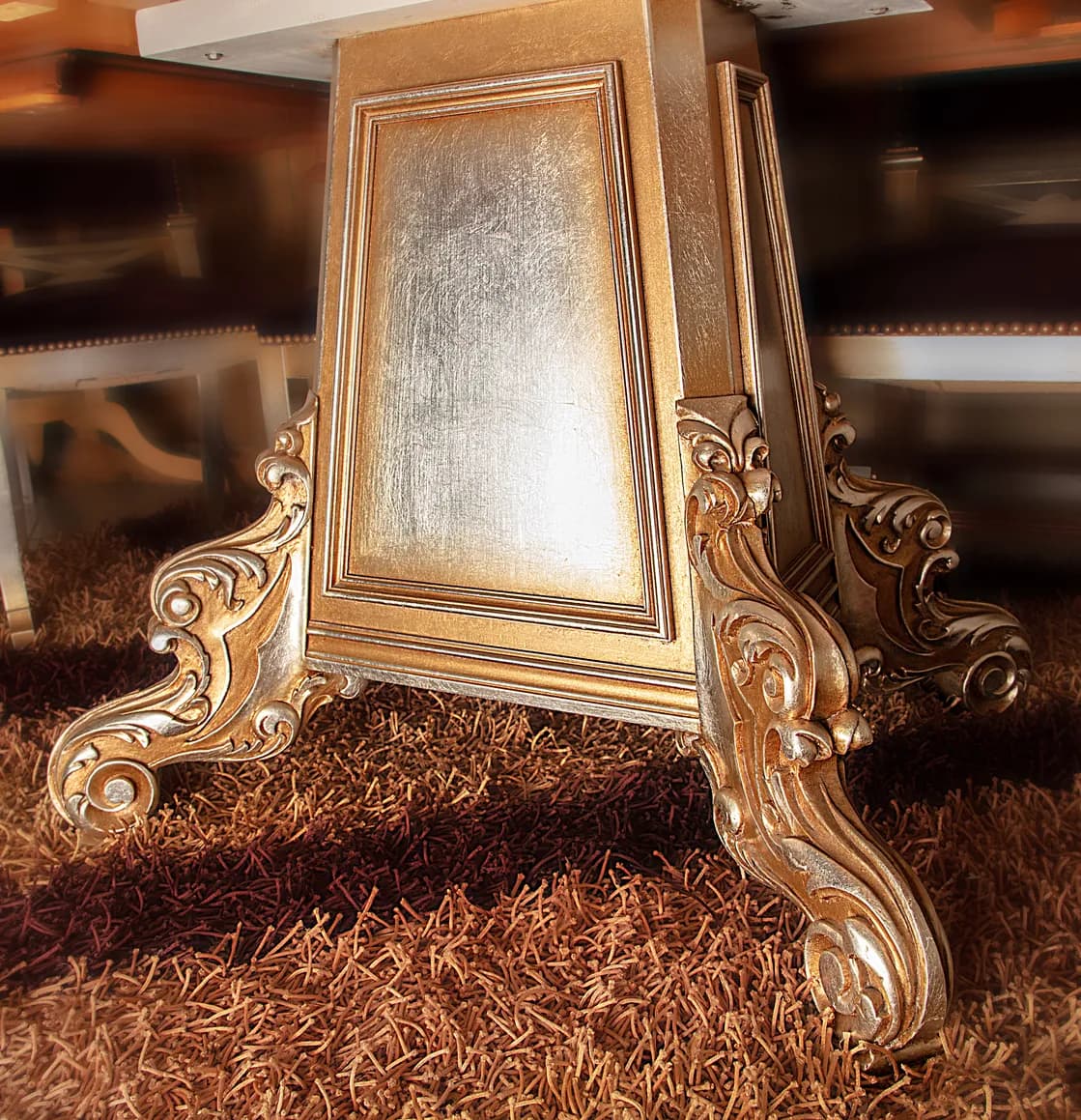 Baroque Dining Table with Gilded Pedestal Base — 2