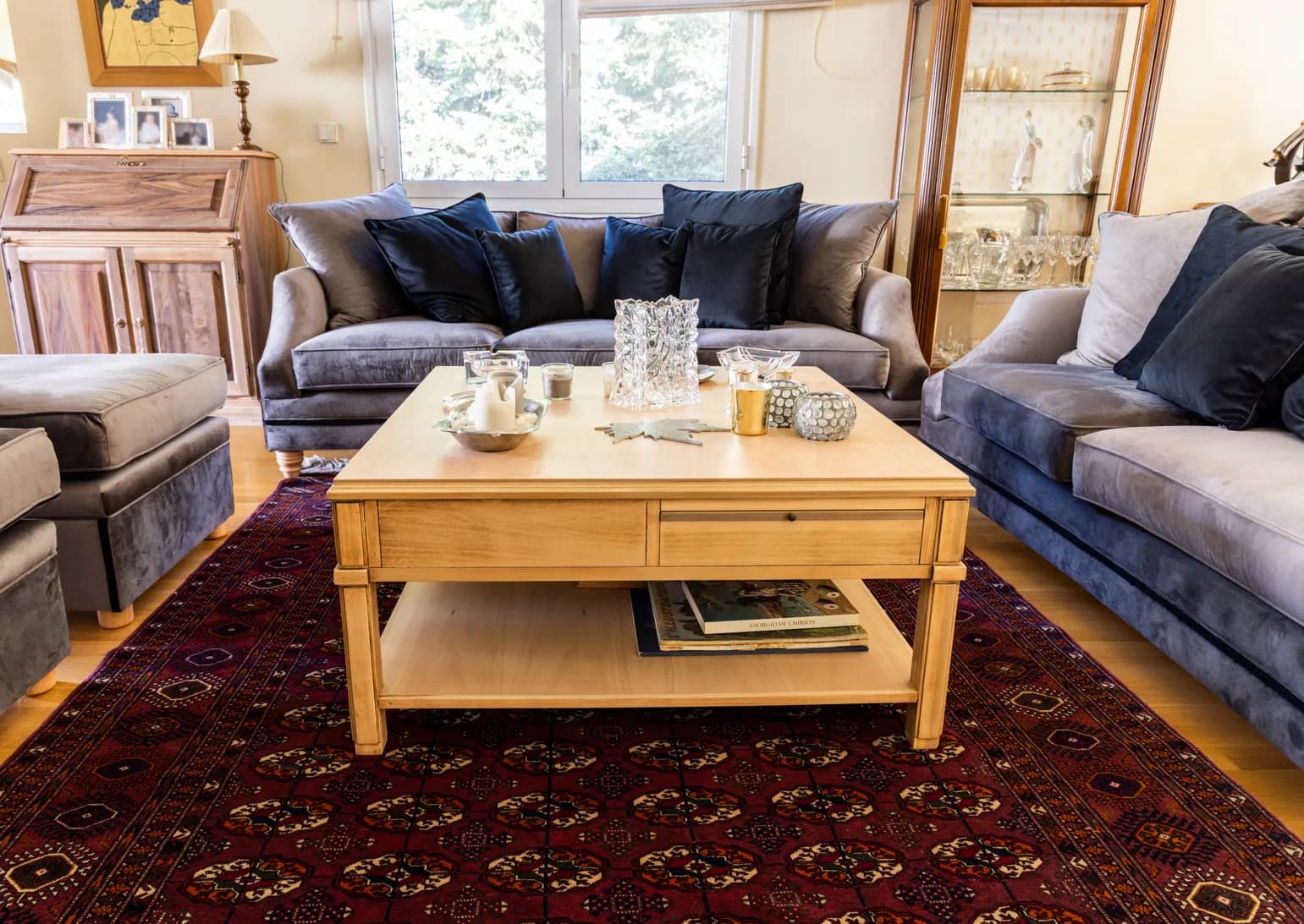 Light Oak Coffee Table in Contemporary Living Room