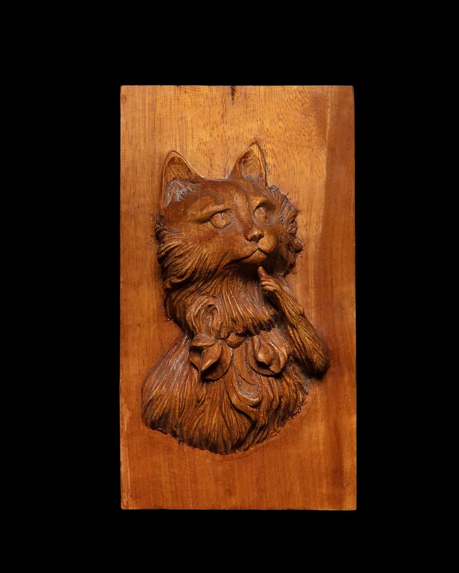 Carved Fox Portrait Relief