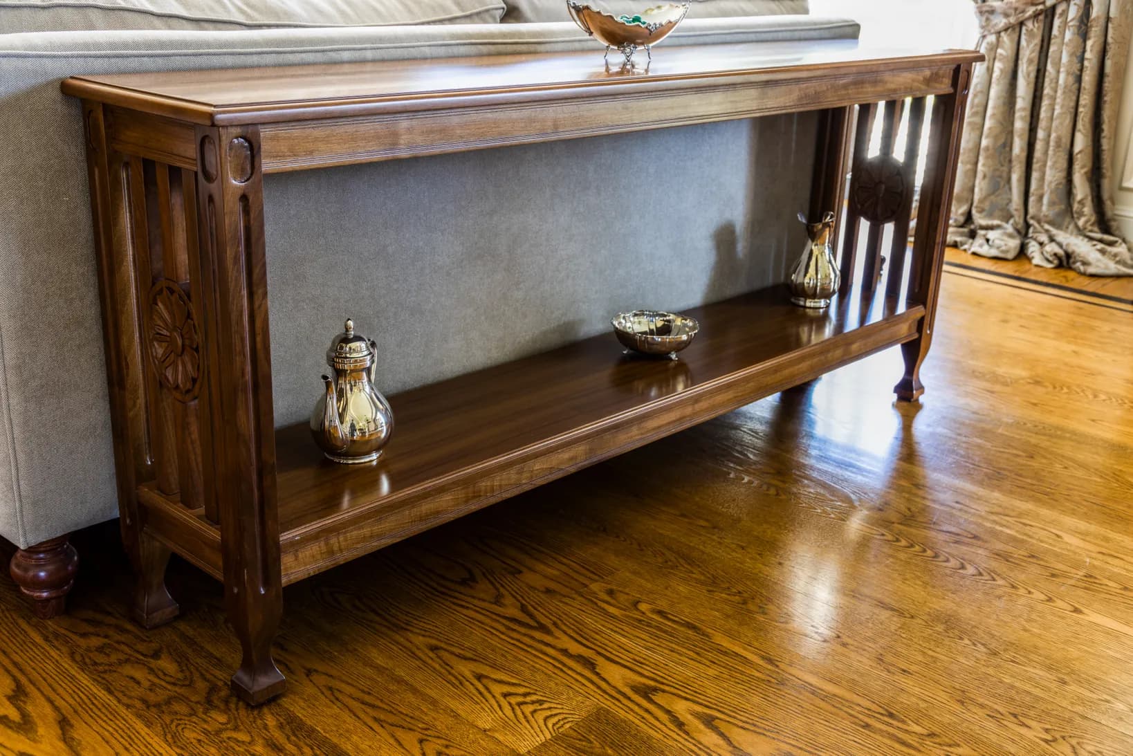 Arts and Crafts Sofa Table with Rosette Panels