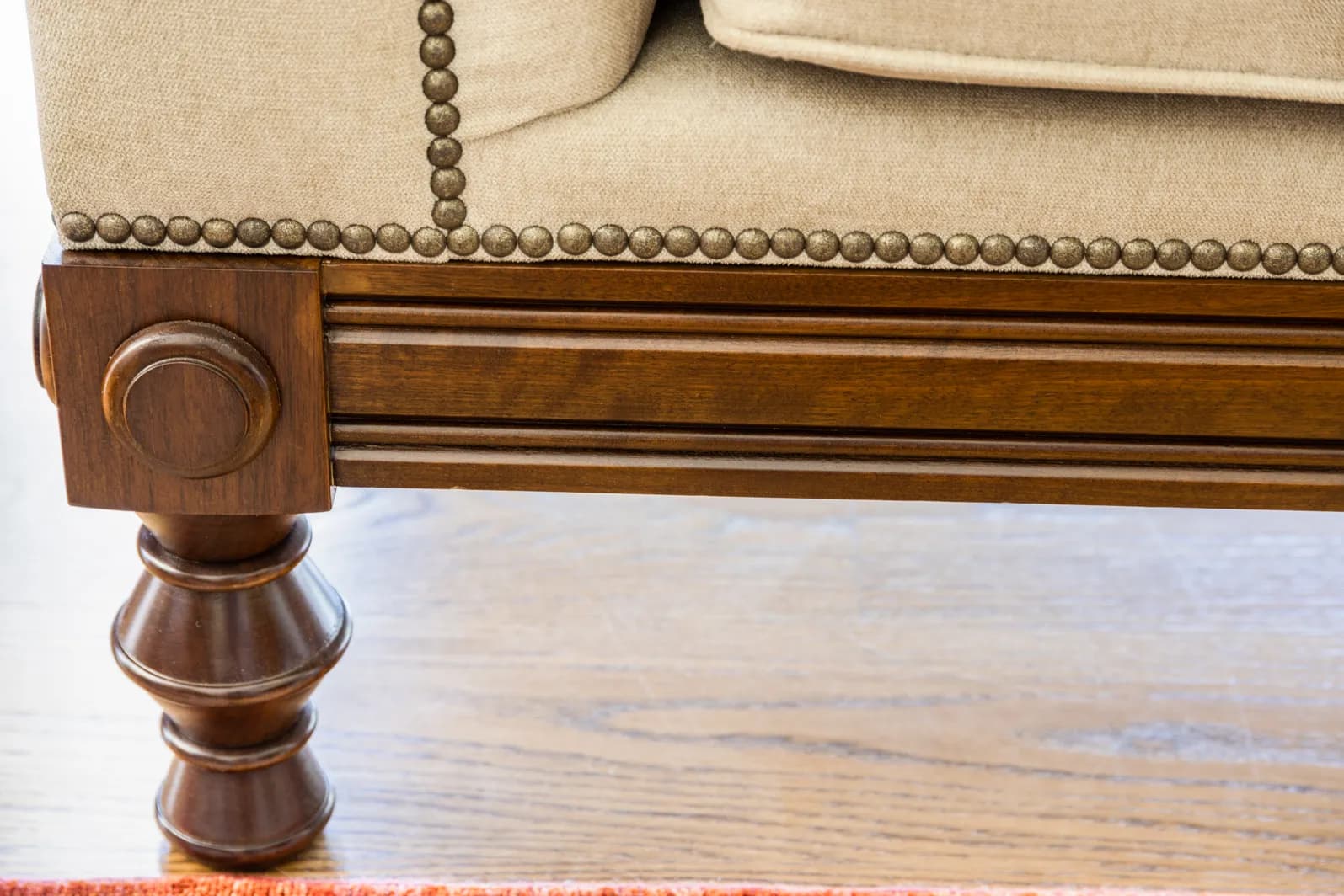 Turned Leg with Rosette Block — Knole Sofa Detail